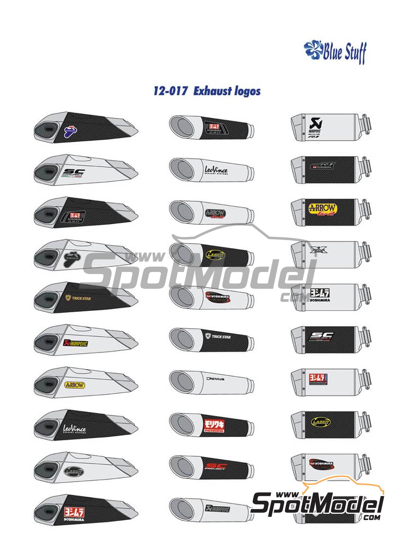小物 Soundsports Sticker Muffler iconic blue Blue Stuff 12-017: Logotypes 1/12 scale - Akrapovic, Arrow